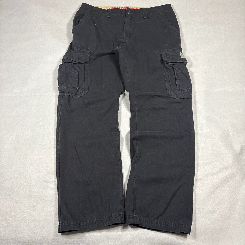 Unionbay Mens Black Cargo Pants 34x32 Cotton Canvas Straight Leg Utility Work